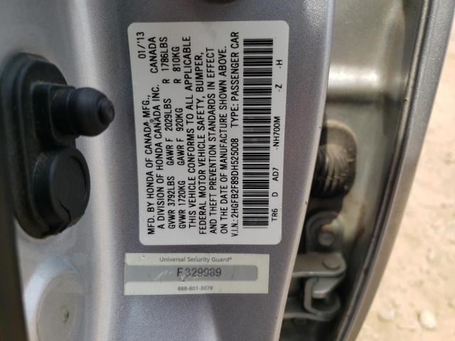 Photo 9 VIN: 2HGFB2F89DH525008 - HONDA CIVIC EX 