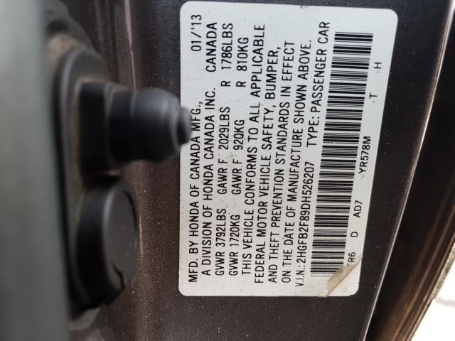 Photo 9 VIN: 2HGFB2F89DH526207 - HONDA CIVIC EX 