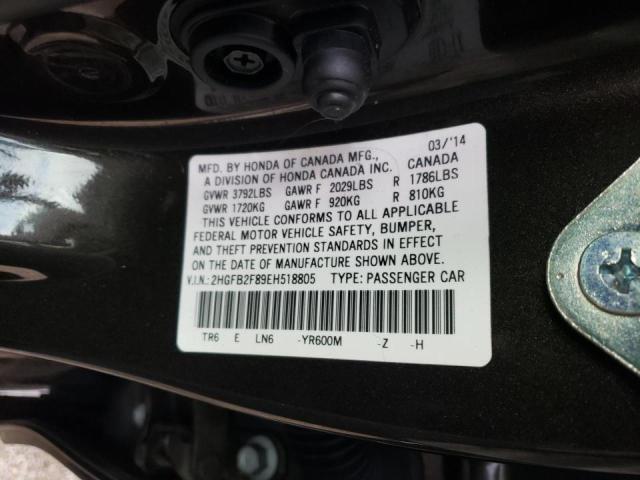 Photo 9 VIN: 2HGFB2F89EH518805 - HONDA CIVIC EX 