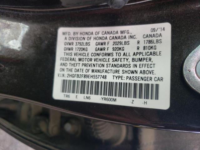 Photo 9 VIN: 2HGFB2F89EH557748 - HONDA CIVIC EX 