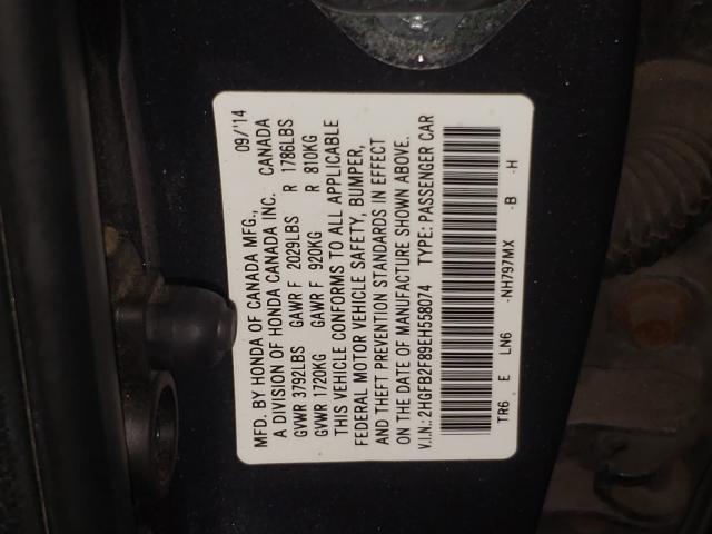 Photo 9 VIN: 2HGFB2F89EH558074 - HONDA CIVIC EX 