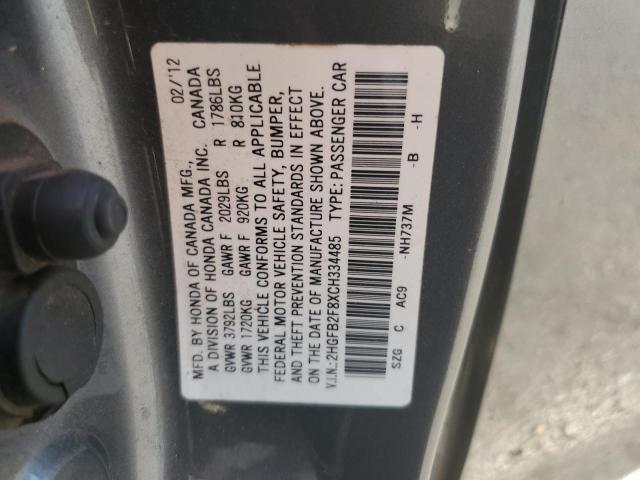 Photo 12 VIN: 2HGFB2F8XCH334485 - HONDA CIVIC EX 