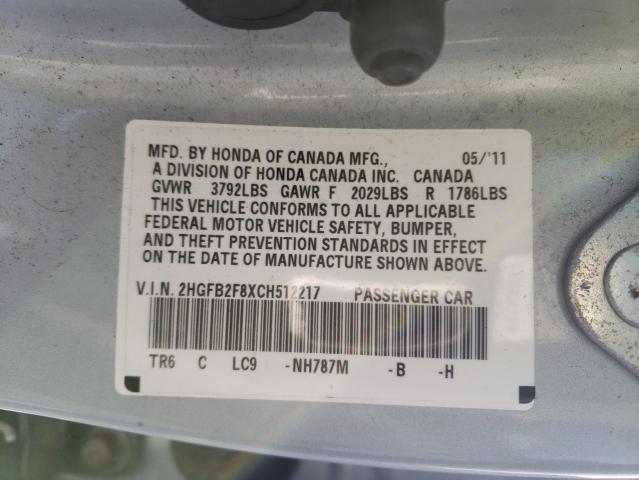 Photo 11 VIN: 2HGFB2F8XCH512217 - HONDA CIVIC 