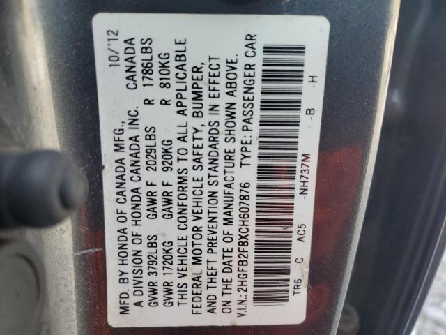 Photo 11 VIN: 2HGFB2F8XCH607876 - HONDA CIVIC 