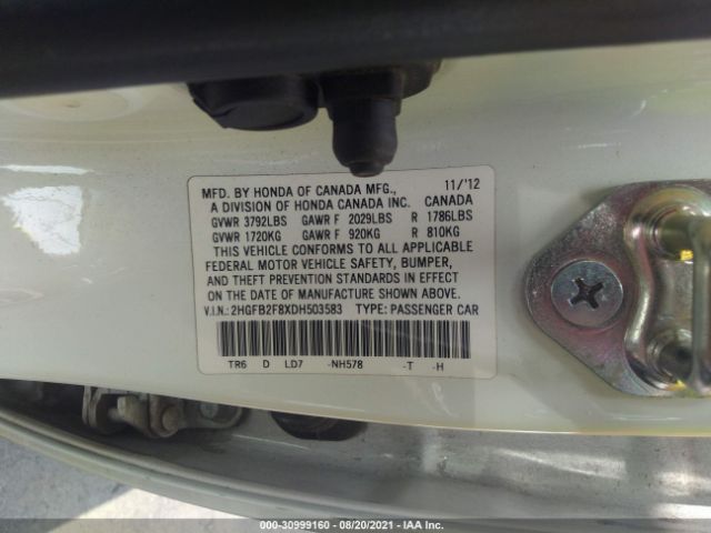 Photo 8 VIN: 2HGFB2F8XDH503583 - HONDA CIVIC SDN 