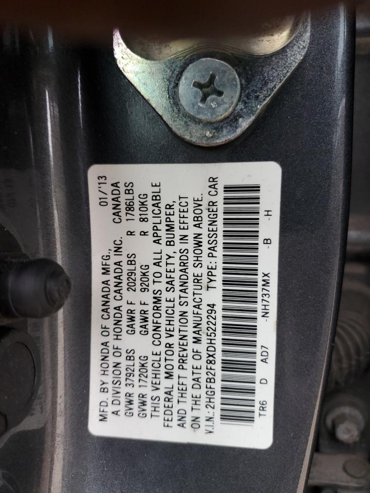 Photo 11 VIN: 2HGFB2F8XDH522294 - HONDA CIVIC 