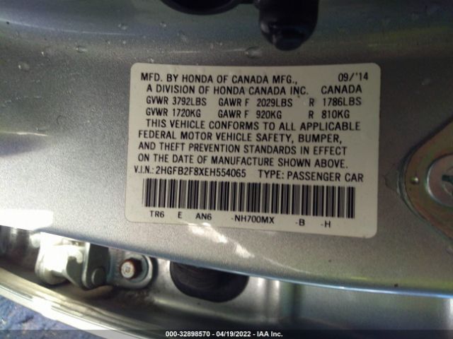 Photo 8 VIN: 2HGFB2F8XEH554065 - HONDA CIVIC SEDAN 