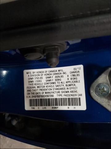 Photo 9 VIN: 2HGFB2F90CH567266 - HONDA CIVIC EXL 