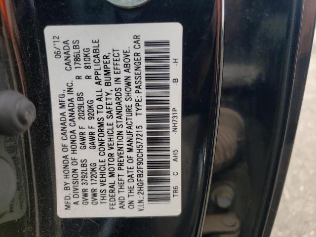 Photo 9 VIN: 2HGFB2F90CH577215 - HONDA CIVIC EXL 