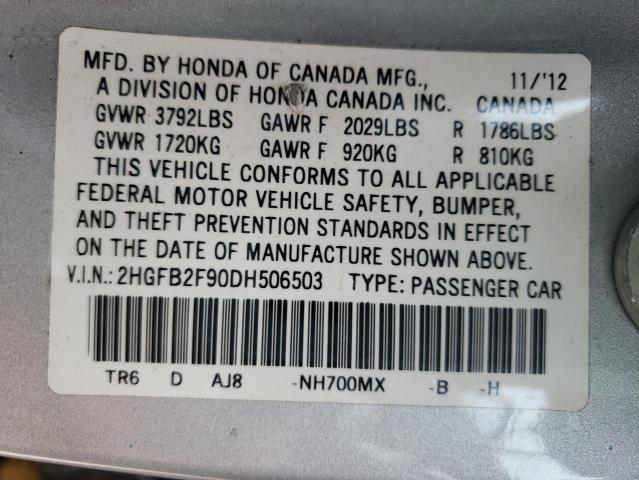 Photo 9 VIN: 2HGFB2F90DH506503 - HONDA CIVIC EXL 