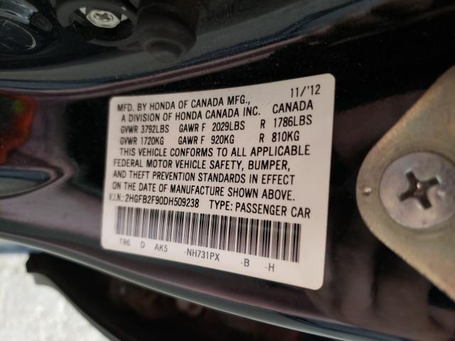 Photo 9 VIN: 2HGFB2F90DH509238 - HONDA CIVIC EXL 