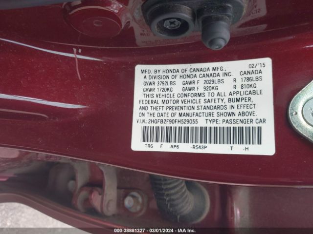 Photo 8 VIN: 2HGFB2F90FH529055 - HONDA CIVIC 