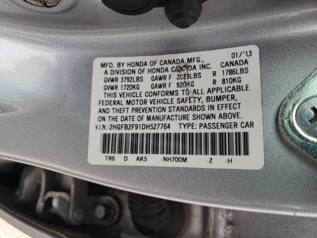 Photo 9 VIN: 2HGFB2F91DH527764 - HONDA CIVIC EXL 