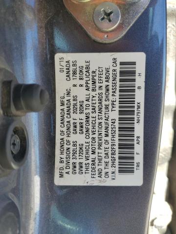 Photo 11 VIN: 2HGFB2F91FH525743 - HONDA CIVIC EXL 