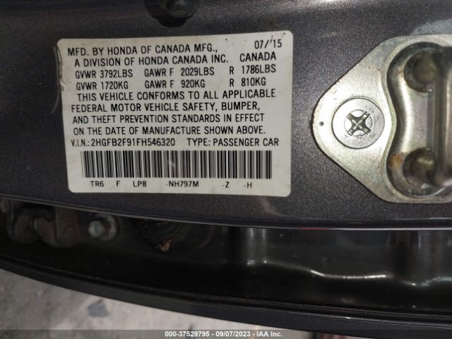 Photo 8 VIN: 2HGFB2F91FH546320 - HONDA CIVIC 