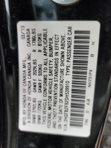 Photo 11 VIN: 2HGFB2F92DH539910 - HONDA CIVIC EXL 