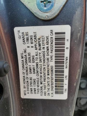 Photo 11 VIN: 2HGFB2F92FH508093 - HONDA CIVIC EXL 