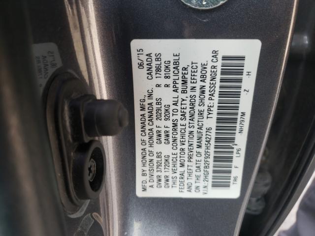 Photo 9 VIN: 2HGFB2F92FH542776 - HONDA CIVIC EXL 