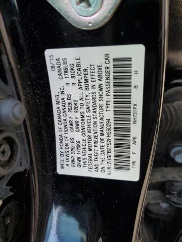 Photo 9 VIN: 2HGFB2F92FH550294 - HONDA CIVIC EXL 