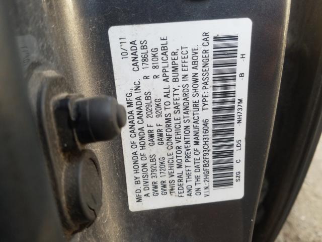 Photo 9 VIN: 2HGFB2F93CH316046 - HONDA CIVIC EXL 