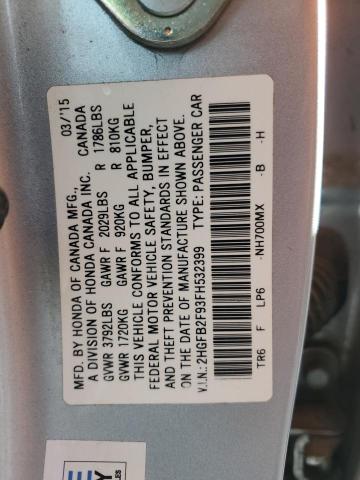 Photo 12 VIN: 2HGFB2F93FH532399 - HONDA CIVIC EXL 