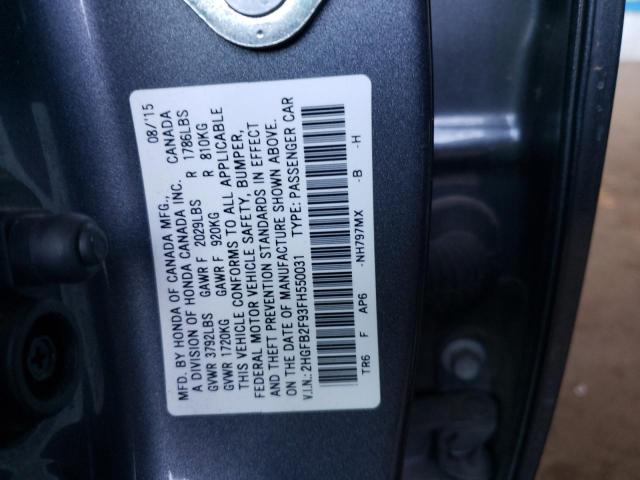 Photo 11 VIN: 2HGFB2F93FH550031 - HONDA CIVIC EXL 