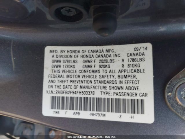 Photo 8 VIN: 2HGFB2F94FH503378 - HONDA CIVIC 