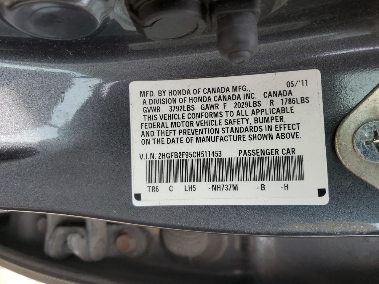 Photo 11 VIN: 2HGFB2F95CH511453 - HONDA CIVIC 