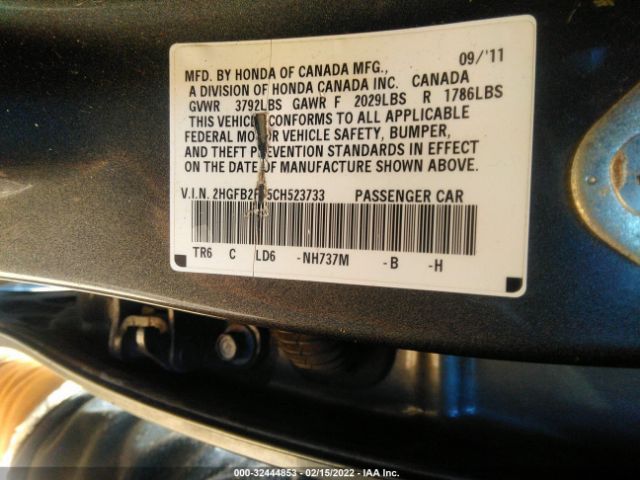 Photo 8 VIN: 2HGFB2F95CH523733 - HONDA CIVIC SDN 