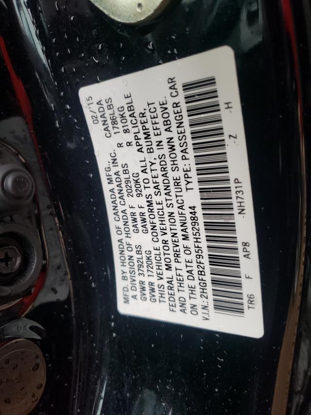 Photo 9 VIN: 2HGFB2F95FH529844 - HONDA CIVIC EXL 