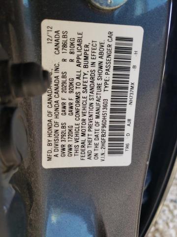 Photo 12 VIN: 2HGFB2F96DH513603 - HONDA CIVIC EXL 