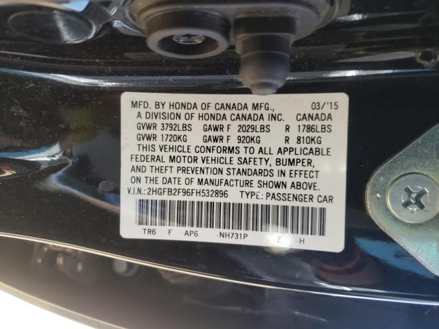 Photo 9 VIN: 2HGFB2F96FH532896 - HONDA CIVIC EXL 