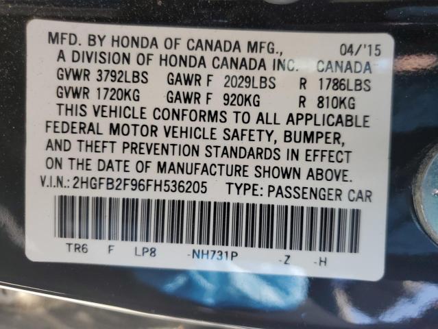 Photo 11 VIN: 2HGFB2F96FH536205 - HONDA CIVIC 