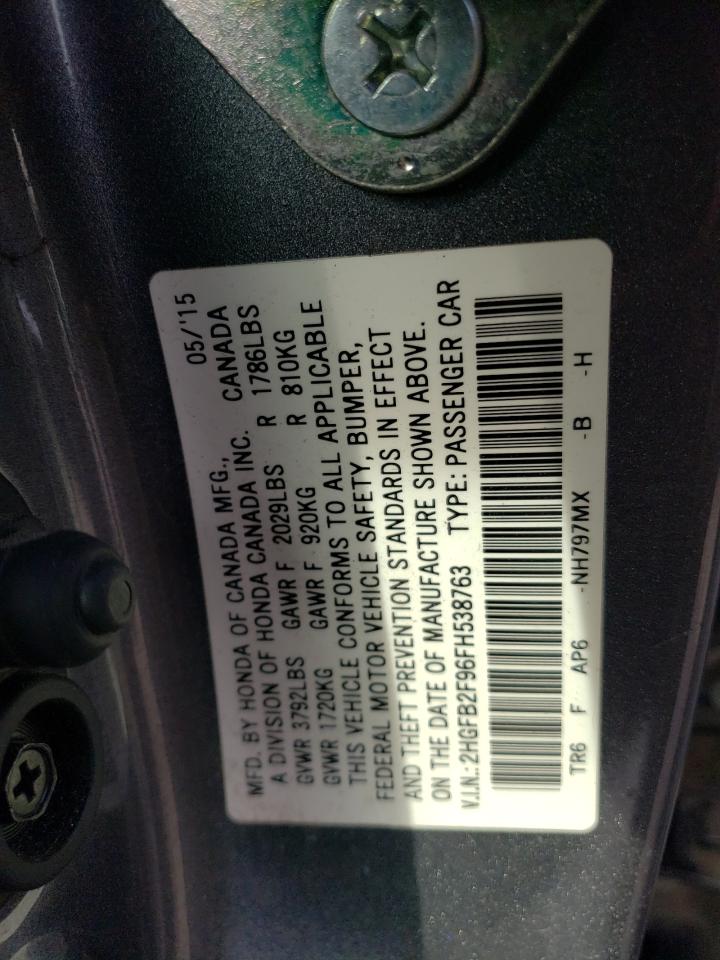 Photo 11 VIN: 2HGFB2F96FH538763 - HONDA CIVIC 