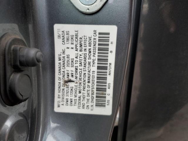 Photo 11 VIN: 2HGFB2F97CH310119 - HONDA CIVIC EXL 