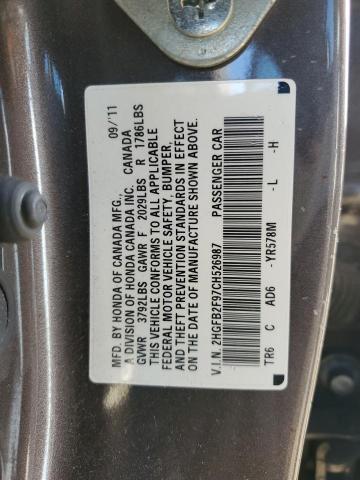 Photo 11 VIN: 2HGFB2F97CH526987 - HONDA CIVIC EXL 