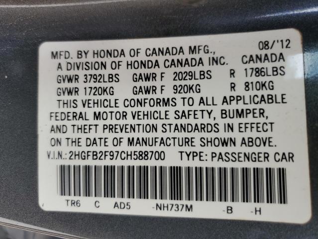 Photo 11 VIN: 2HGFB2F97CH588700 - HONDA CIVIC 