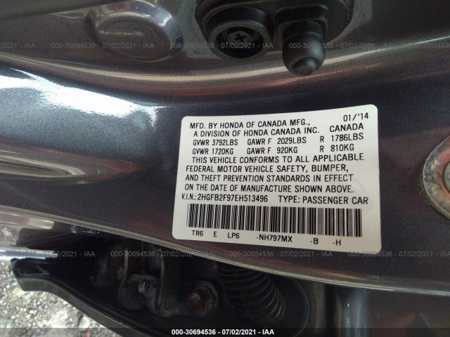 Photo 8 VIN: 2HGFB2F97EH513496 - HONDA CIVIC SEDAN 