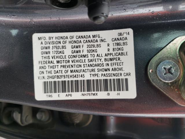 Photo 9 VIN: 2HGFB2F97EH543145 - HONDA CIVIC EXL 