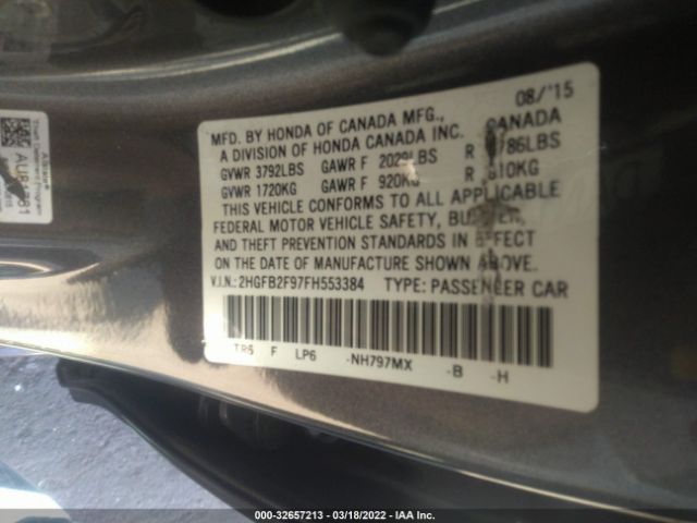 Photo 8 VIN: 2HGFB2F97FH553384 - HONDA CIVIC SEDAN 