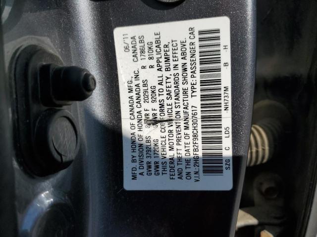 Photo 11 VIN: 2HGFB2F98CH307617 - HONDA CIVIC 