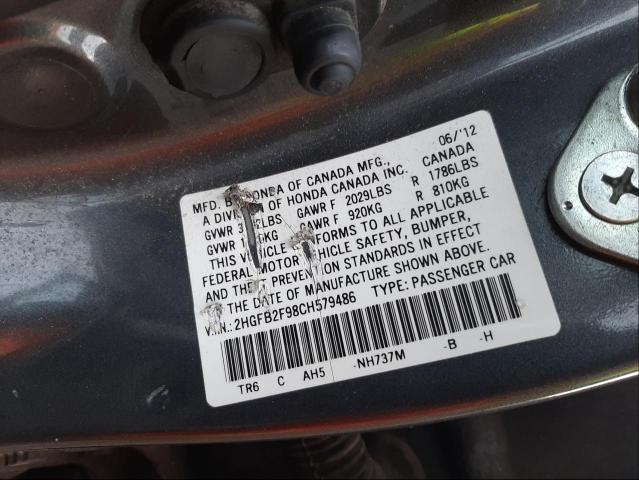 Photo 9 VIN: 2HGFB2F98CH579486 - HONDA CIVIC EXL 