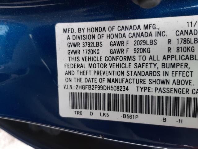 Photo 9 VIN: 2HGFB2F99DH508234 - HONDA CIVIC EXL 