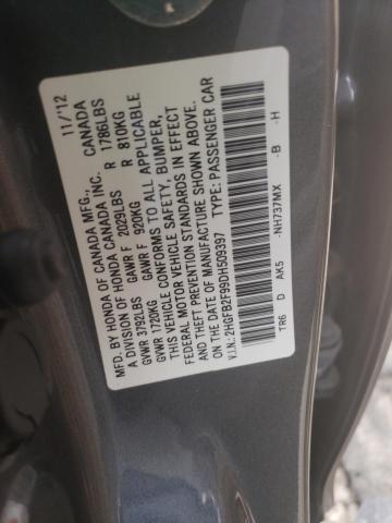 Photo 11 VIN: 2HGFB2F99DH509397 - HONDA CIVIC EXL 