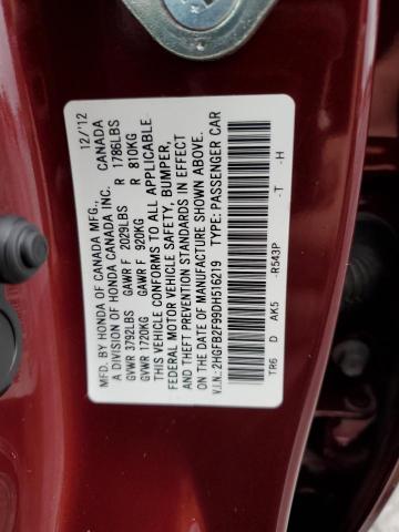 Photo 11 VIN: 2HGFB2F99DH516219 - HONDA CIVIC 