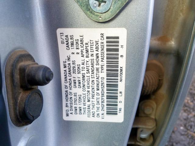 Photo 9 VIN: 2HGFB2F9XDH529710 - HONDA CIVIC EXL 