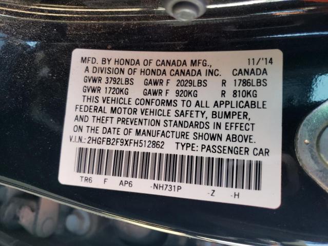 Photo 11 VIN: 2HGFB2F9XFH512862 - HONDA CIVIC 