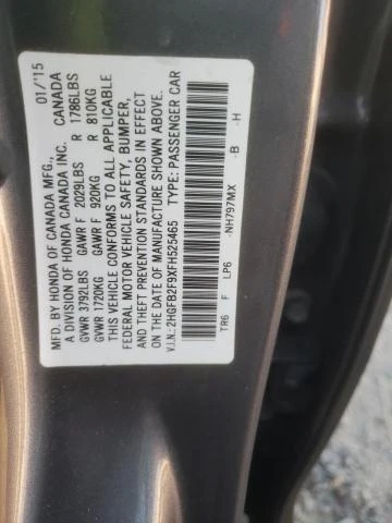 Photo 11 VIN: 2HGFB2F9XFH525465 - HONDA CIVIC EXL 