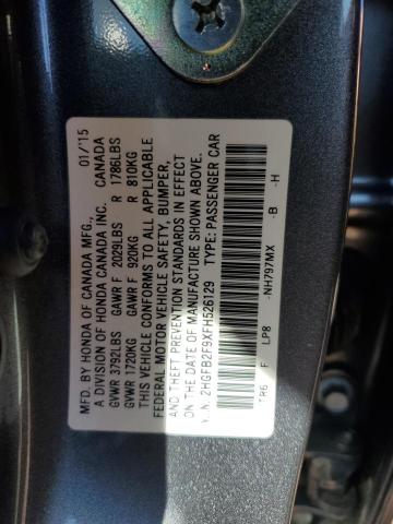 Photo 12 VIN: 2HGFB2F9XFH526129 - HONDA CIVIC EXL 