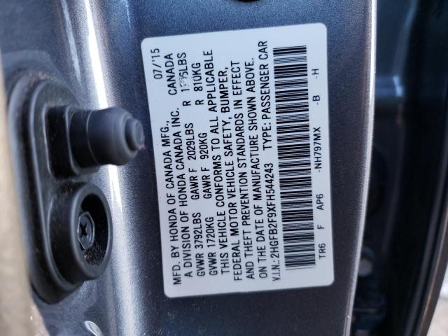 Photo 11 VIN: 2HGFB2F9XFH544243 - HONDA CIVIC EXL 